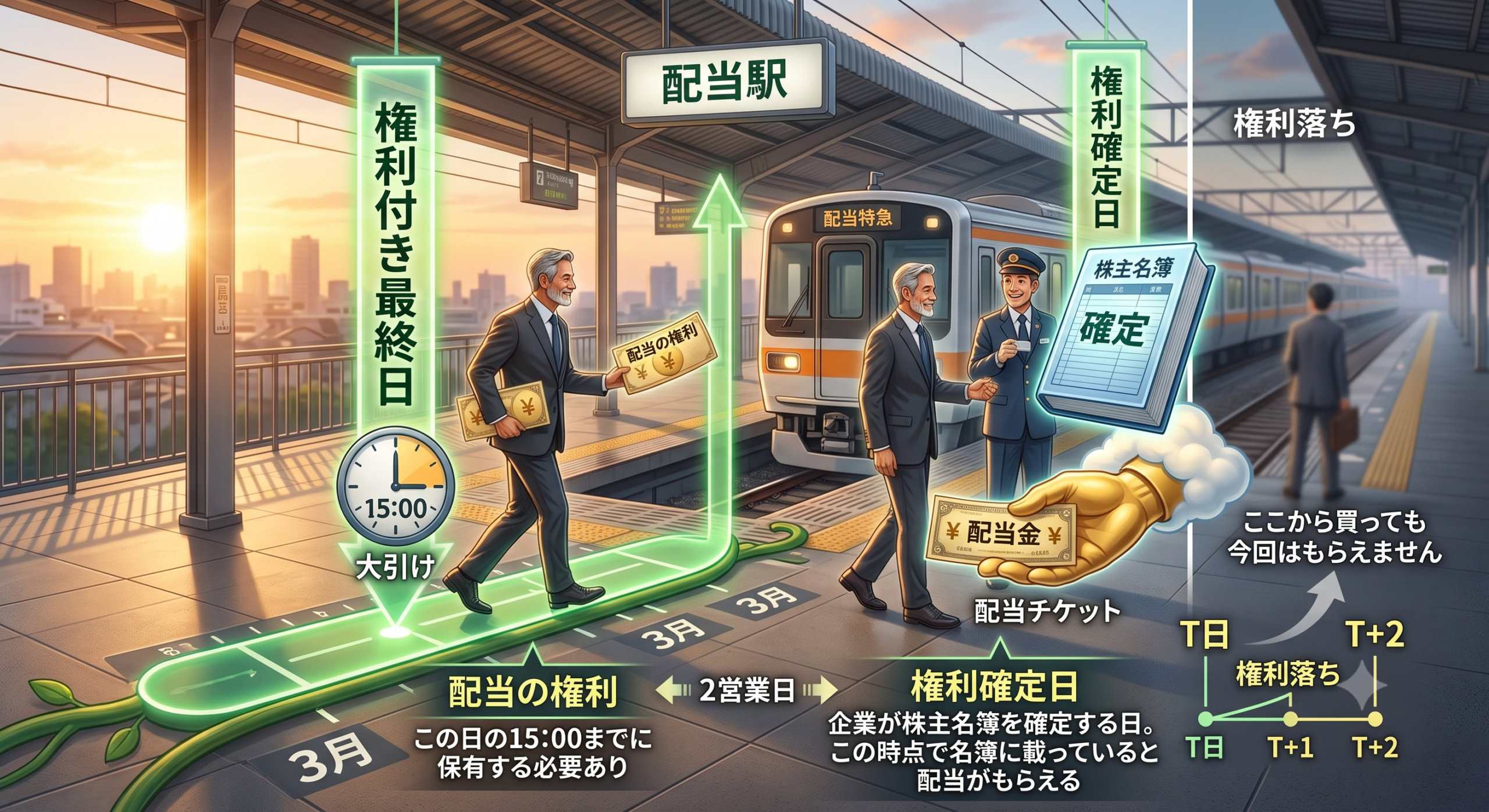 権利付き最終日・権利落ち日のイメージ画像